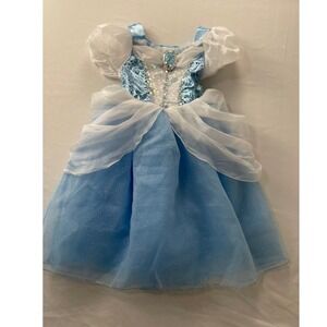 Disney Store Cinderella Princess Costume Dress Blue Sequin Girls Size 4 4T